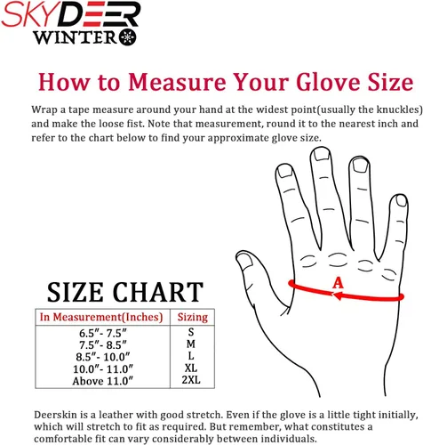 Vista 6 de SKYDEER 3M Thinsulate - Guantes térmicos de trabajo de invierno con piel de ciervo genuina resistente al viento (unisex)