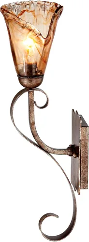 Vista 6 de Amber Scroll - Juego de apliques de pared de bronce de vidrio de 23 1/2 pulgadas