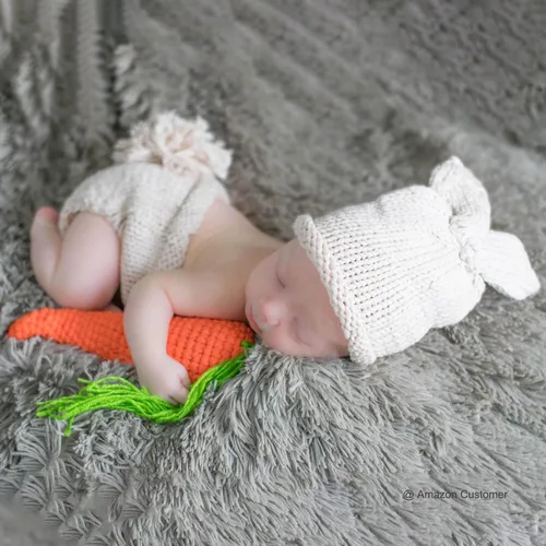 Vista 5 de ISOCUTE Newborn Photography Props Baby Easter Bunny Outfits Handmade Crochet Rabbit Set