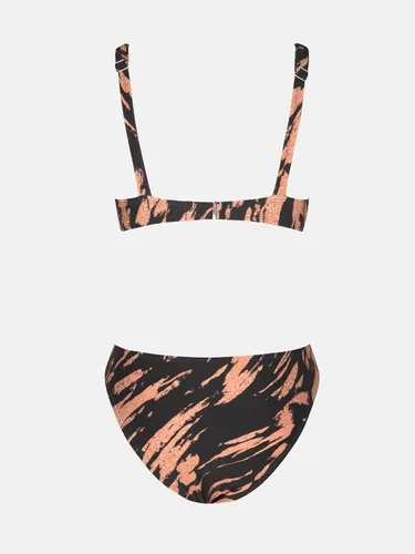 Vista 6 de CUPSHE X Vanessa - Traje de baño de dos piezas con cuello en V profundo y estampado abstracto
