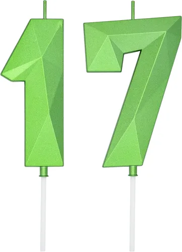 Vista 94 de DERVENTA Vela Grande de Cumpleaños Número 3D Verde Luminoso de 3.7 Pulgadas Celebración de Fiesta Aniversario Decoración Adorno para Pastel 1 Pieza
