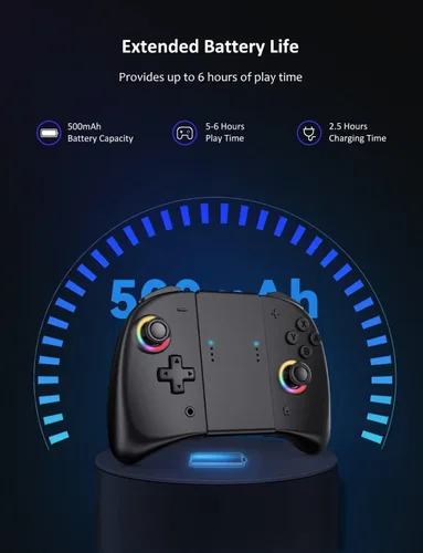 Vista 7 de NexiGo Control inalámbrico Joypad para Nintendo SwitchSwitch OLED controlador Joypad con vibración turbo mapeo y luz LED apagado