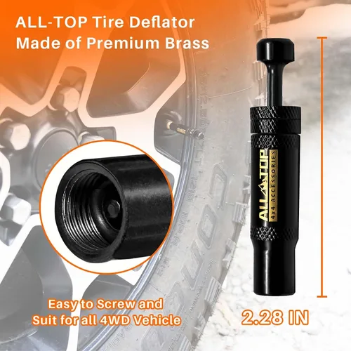 Vista 5 de ALL-TOP Kit de Válvula Deflactora de Neumáticos con Parada Automática Ajustable (10-30 PSI) 4 Piezas Herramienta Atornillable para Desinflar