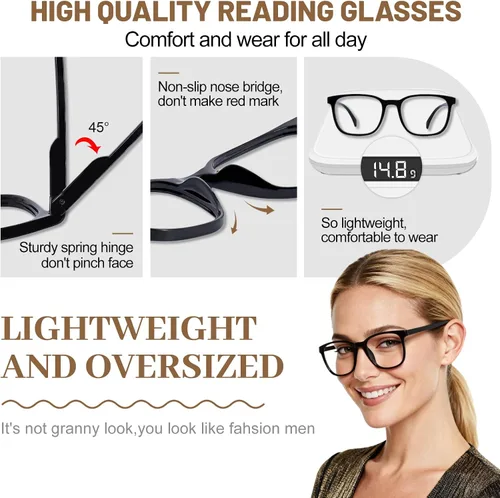 Vista 4 de OCCI CHIARI Gafas de lectura cuadradas grandes para mujer