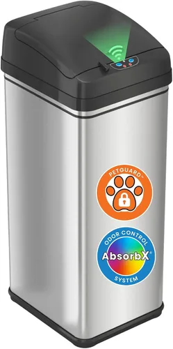 Vista 21 de iTouchless Cubo de basura para excrementos de perro de 3 galones / 12 litros con filtro de olor AbsorbX – Recipiente de basura de metal de cierre