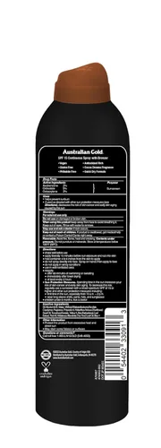 Vista 2 de Australian Gold - Protector solar en aerosol continuo con bronceador instantáneo SPF 15, brillo inmediato y secado rápido, amplio espectro