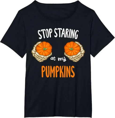Vista 11 de Stop Staring at My Pumpkins for Hot Witches, camiseta de brasier de Halloween, Negro