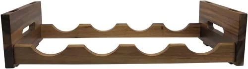 Vista 8 de Kalmar Home Estante apilable de madera de acacia para 4 botellas, 20.25 x 9 x 5 pulgadas