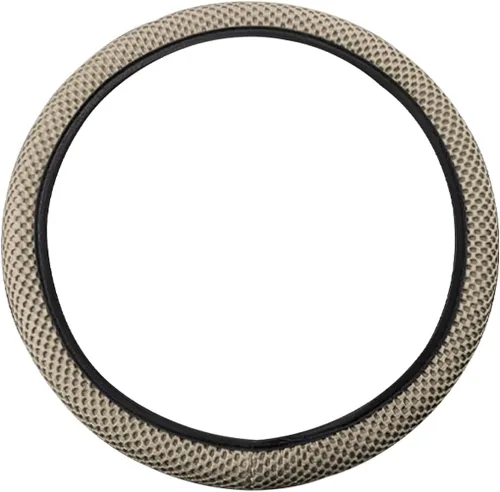 Vista 7 de Funda elástica universal de 15 pulgadas para volante, cálida en invierno y fresca en verano. De seda fría de microfibra transpirable, Beige