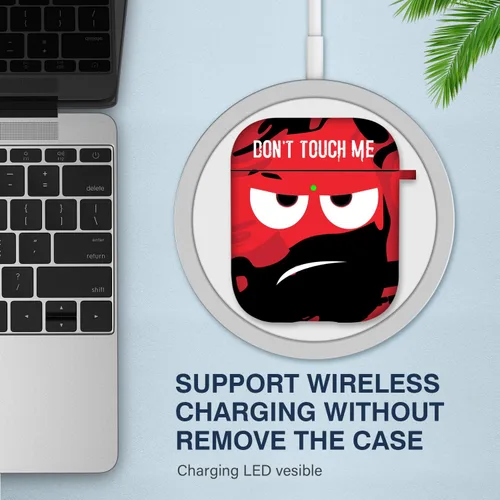Vista 7 de Funda para Airpods, Don't Touch Me for Airpods Cover con llavero suave y linda funda a prueba de golpes para mujeres y hombres, compatible con funda