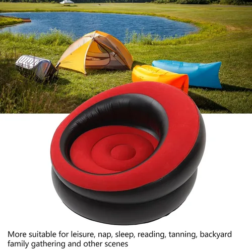 Vista 8 de Atyhao Sofá inflable, sofá de aire, silla inflable simple, sofá ultra suave, puf para sala de estar, dormitorio, sala de lectura, oficina, balcón