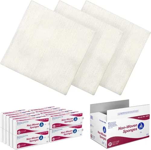 Vista 2 de Dynarex Esponjas no tejidas, gasa no estéril, 2 x 2 y 4 capas, perfectas para necesidades faciales, tratamiento de la piel y cuidado de heridas
