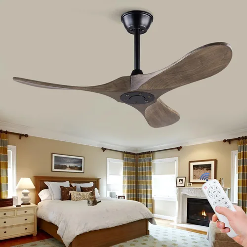 Vista 9 de Ventiladores de techo de 42 pulgadas sin luces, ventiladores de techo negros sin luces con control remoto, 3 aspas de madera maciza, ventilador