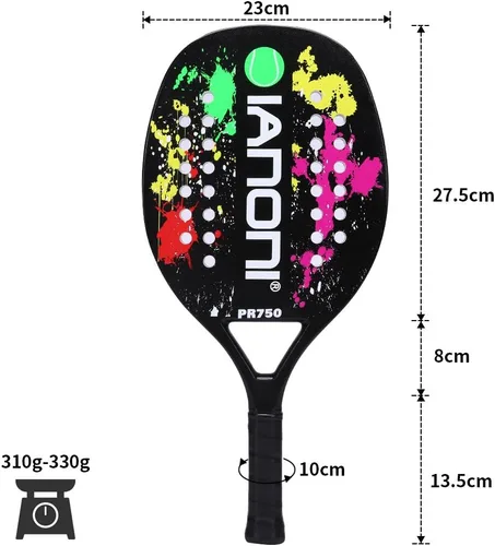 Vista 4 de IANONI Padel Racket Carbon Fiber Surface with EVA Memory Flex Foam Core Padel Tennis Racquets Paddle Tennis Racket