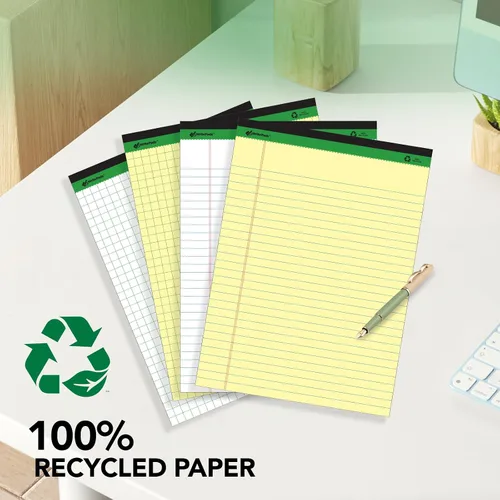 Vista 6 de KAISA Blocs de notas de tamaño legal amarillos 12blocs, hojas en papel reciclado de 5 x 8 pulgadas, con líneas estrechas, papel rayado pequeño