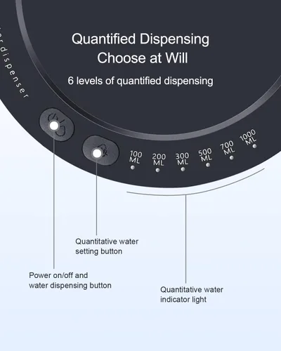Vista 7 de Dispensador de agua de escritorio para botella de 5 galones, bomba de agua eléctrica portátil pequeña para jarra de 5 galones para el hogar, Azul
