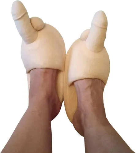 Vista 3 de Divertidas pantuflas unisex para adultos, zapatos planos para interiores, antideslizantes, pantuflas peludas de invierno, regalo novedoso