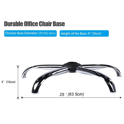 Vista 2 de Frassie Base de silla de oficina de 25 pulgadas con 5 ruedas, universal, resistente, 2500 libras, repuesto de pieza de base de silla de metal