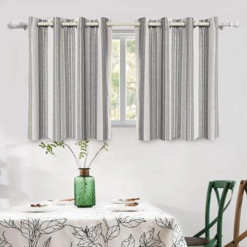 Vista 41 de DriftAway Chris Linen - Cortinas opacas con capa térmica y reductora de sonido, 63 pulgadas de largo para dormitorio, cortinas estampadas a rayas