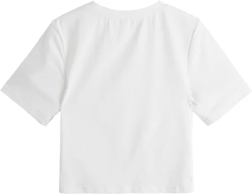 Vista 2 de MakeMeChic - Camiseta ombliguera para mujeres, de manga corta con nudo frontal, para verano, unicolor
