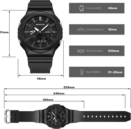 Vista 6 de WINKONMU Reloj para hombre con cubierta de metal, hora mundial 31 ciudades, ahorro de luz diurna, intercambio de ciudad de origenciudad mundial, luz