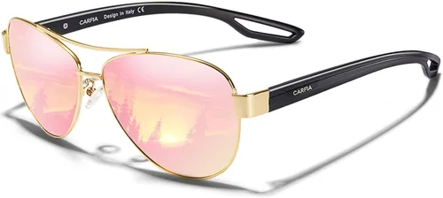 Vista 20 de CARFIA Aviator Polarized Sunglasses for Women UV400 Protection CA3210 Lente degradado azul