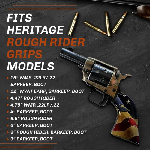 Vista 5 de Premium Gun Grips Puños de repuesto compatibles con Heritage Arms Rough Rider Solid ABS HD Imagen de una serpiente negra con estampado UV