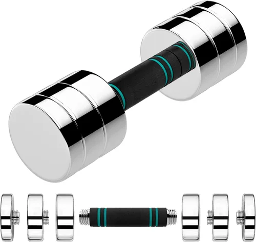 Vista 10 de LIFERUN Single Steel Adjustable Dumbbell, 5/10/15lb Free Weight Single Dumbbell, Non-Slip and Comfortable Foam Handle, Adjustable Single Dumbbell
