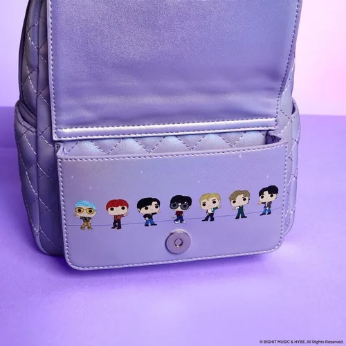 Vista 7 de Loungefly BTS Logo Iridescent Purple Mini Mochila, Púrpura, Mini mochila