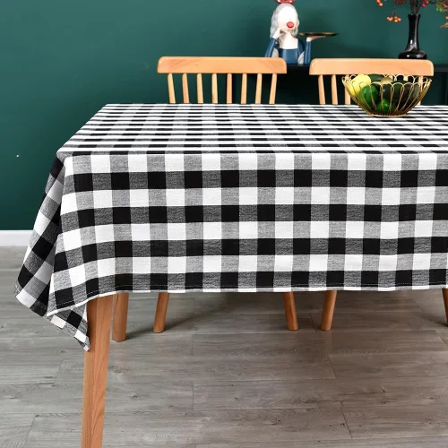 Vista 12 de Mantel de Algodón Resistente para Mesa Cuadrada Estilo Granja Vintage Mantel Lavable Cobertura de Mesa Rústica (Gris, 52''x52'')