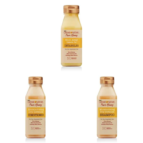 Vista 4 de Creme of Nature Knot Away - Desenredante sin enjuague de 8 onzas y activador de rizos, paquete de miel pura de 10.5 onzas