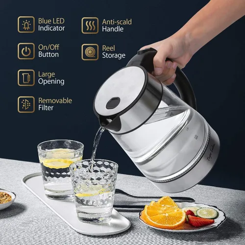 Vista 6 de Hervidor eléctrico con infusor de té y hervidor de agua caliente de vidrio eléctrico para té y café