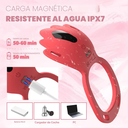 Vista 4 de Juguetes sexuales para adultos, juguete sexual femenino con 9 modos de vibración, estimulador de clítoris con anillo de pene vibrador, juguete