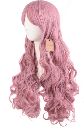 Vista 81 de Peluca MapofBeauty Lolita para disfraz, cabello largo, rizado, con coleta, Blanco