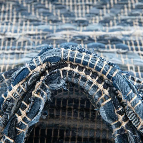 Vista 7 de Unique Loom Chindi Cotton Collection - Alfombra de área - Sally (2 pies 2 pulgadas x 3 pies 1 pulgada, rectangular, azul mezclilla)