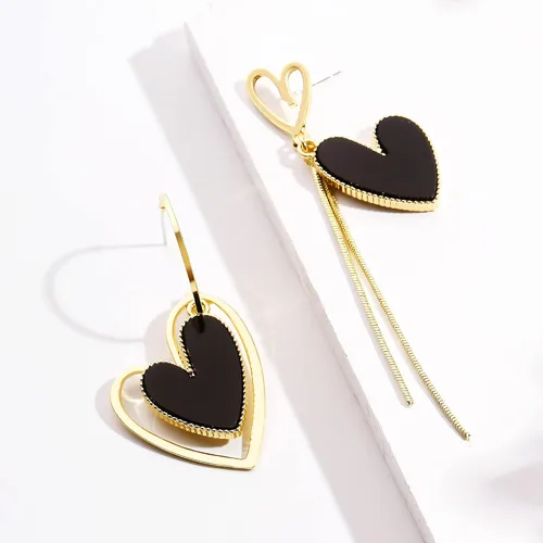 Vista 2 de Asymmetrical Heart Earrings Heart Drop Earrings Heart Dangle Earrings For Women Birthday