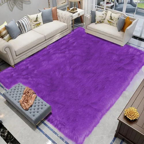 Vista 19 de Latepis - Alfombra rectangular de piel sintética tipo lana de oveja suave y esponjosa de estilo bohemio para sala de estar, dormitorio y residencias