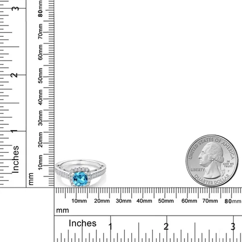 Vista 36 de Gem Stone King Anillo de compromiso de plata de ley 925 de 0.236 in con piedra natal y zafiro blanco creado con acento Anillo de compromiso