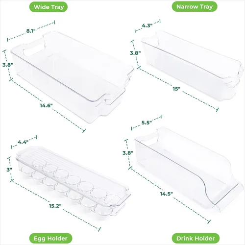 Vista 7 de Greenco Organizadores y Almacenamiento para Refrigerador - Juego de Contenedores Organizadores Transparentes para Refrigerador, Plástico