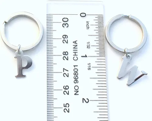 Vista 3 de Llavero con inicial, A B C D E F G H I J K L M N O P Q R S T U V W X Y Z Llavero con monograma, regalo para nuevo conductor, regalo personalizado