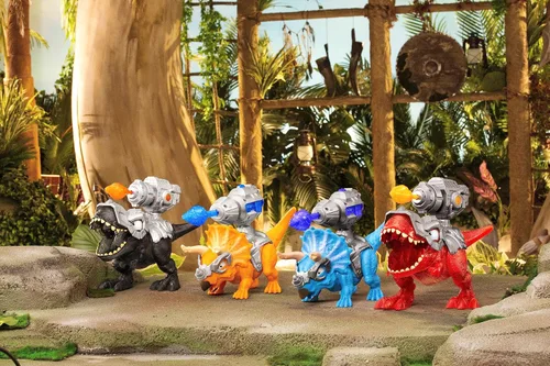 Vista 7 de ZURU SMASHERS Isla de Dinosaurios T-Rex Batallas (Versión Negra) de ZURU 50+ Sorpresas Dinosaurio Coleccionable para Niños T-Rex Triceratops Slime
