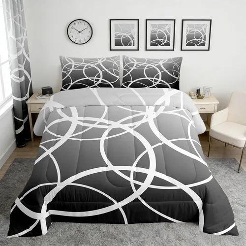 Vista 23 de Castle Fairy Juego de edredón con estampado azteca occidental, juego de ropa de cama geométrica a rayas marrones para niños y adolescentes