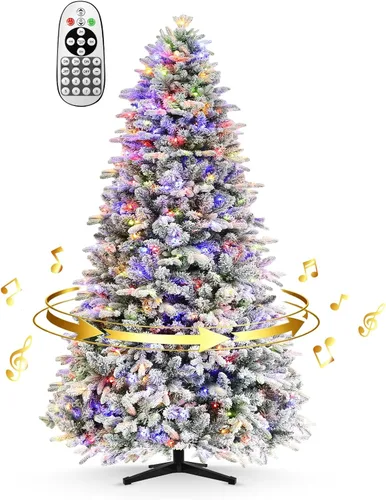 Vista 9 de 7.5ft 360° Rotating Christmas Tree with Music - 470LEDs Verde