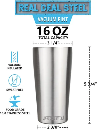 Vista 9 de Vasos de pinta aislados al vacío de acero inoxidable – Juego de 4 tazas de pinta para exteriores 16oz con tapas