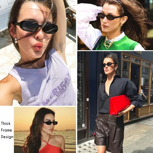 Vista 4 de mosanana Gafas de sol ovaladas minúsculas retro para mujer con cara pequeña estilo estrecho MS52360