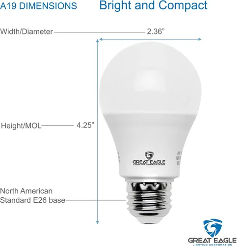 Vista 3 de Great Eagle - Bombillas LED A19 equivalentes a 75 W, certificación UL, color blanco cálido de 2700 K, bombillas LED de 75 W, no regulables, repuesto