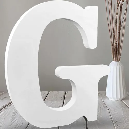Vista 16 de AOCEAN Letras de madera grandes blancas de 12 pulgadas, letras de madera sin terminar para decoración de pared, letras decorativas de pie