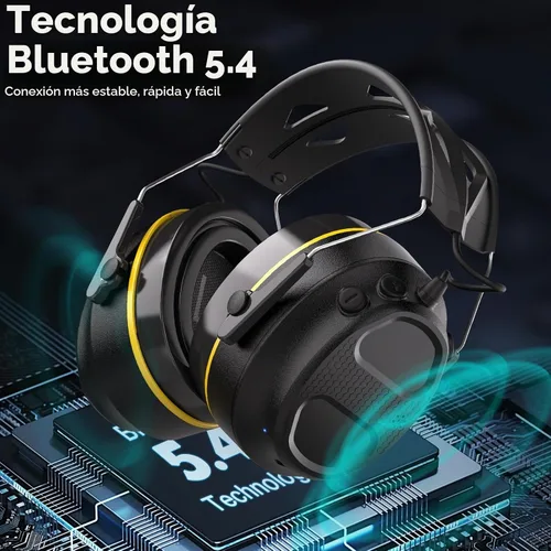 Vista 4 de Gel Ear Pad Bluetooth Hearing Protection Headphones, 30dB SNR, 120H Playtime, Safety Earmuffs for Mowing, Landscaping