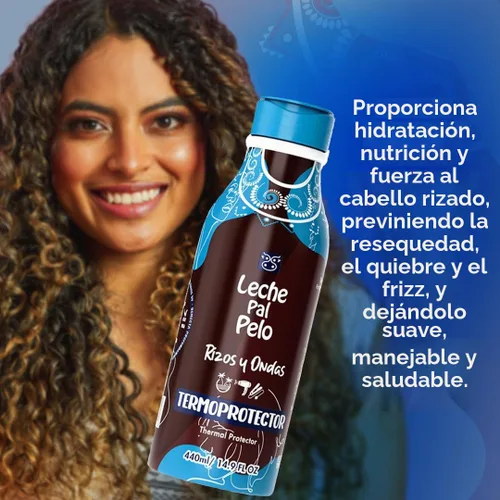 Vista 3 de Leche Pal Pelo Rizado y ondulado - Protector térmico - Protección térmica para cabello con aloe vera, leche de coco - Reduce el encrespamiento