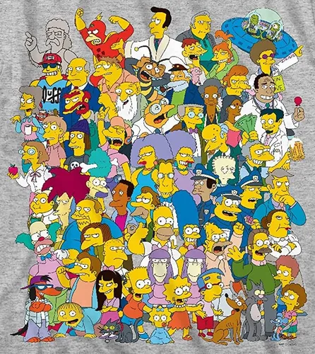 Vista 5 de Simpsons Springfield Citizens Montage Mash Up Bart Homer - Camiseta para adulto